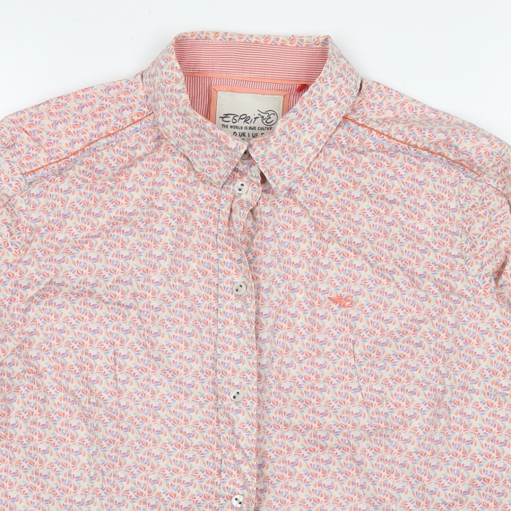 Esprit Womens Multicoloured Floral Cotton Basic Button-Up Size 10 Collared