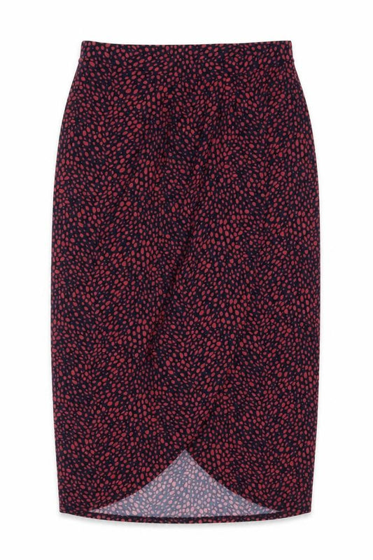 Front view of Oasis women’s multicoloured geometric polyester a-line skirt, size S