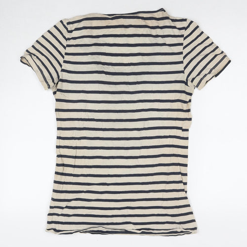 Mama:licious Womens Beige Striped Cotton Basic T-Shirt Size XL V-Neck
