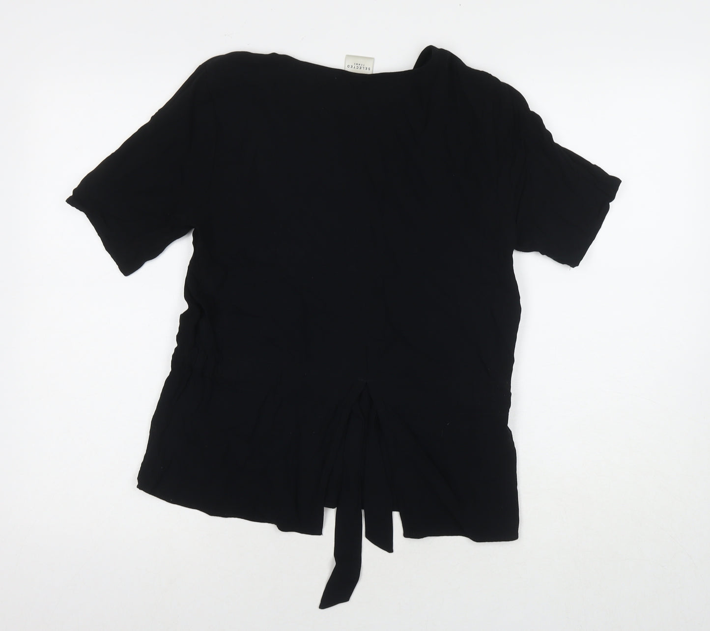Selected Femme Womens Black Viscose Basic T-Shirt Size 10 Round Neck