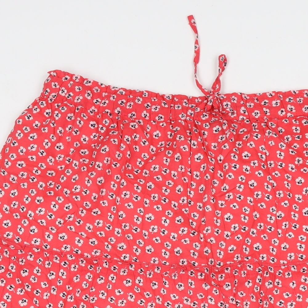 Marks and Spencer Womens Red Floral Cotton Maxi Skirt Size 14 Drawstring