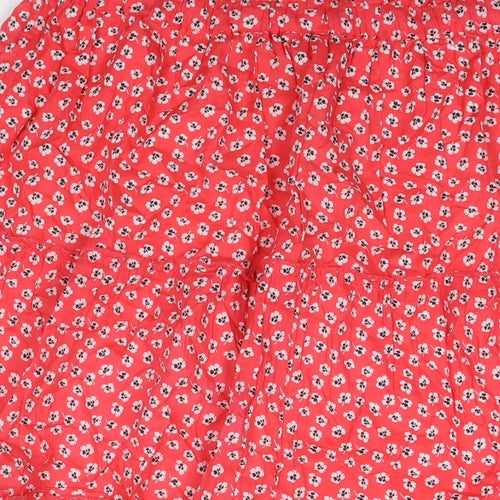 Marks and Spencer Womens Red Floral Cotton Maxi Skirt Size 14 Drawstring