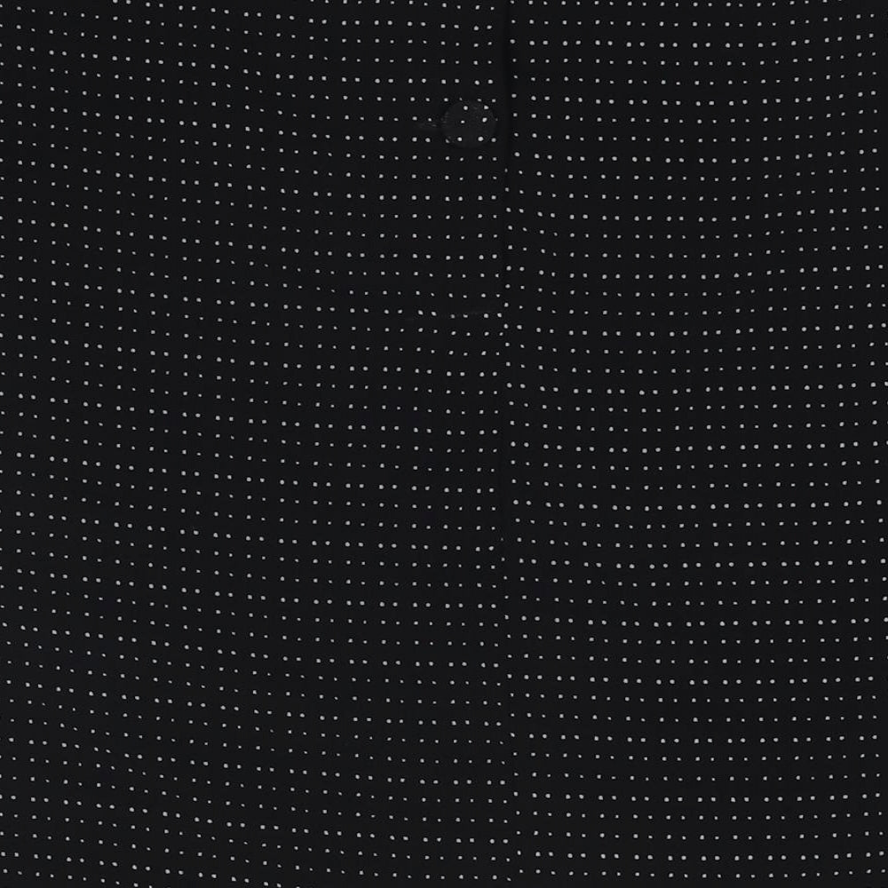 Marks and Spencer Womens Black Polka Dot Polyester Basic Button-Up Size 10 Round Neck