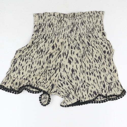 Three Dots Womens Beige Spotted Viscose Mom Shorts Size S L3 in Regular Pull On