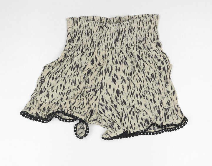 Three Dots Womens Beige Spotted Viscose Mom Shorts Size S L3 in Regular Pull On