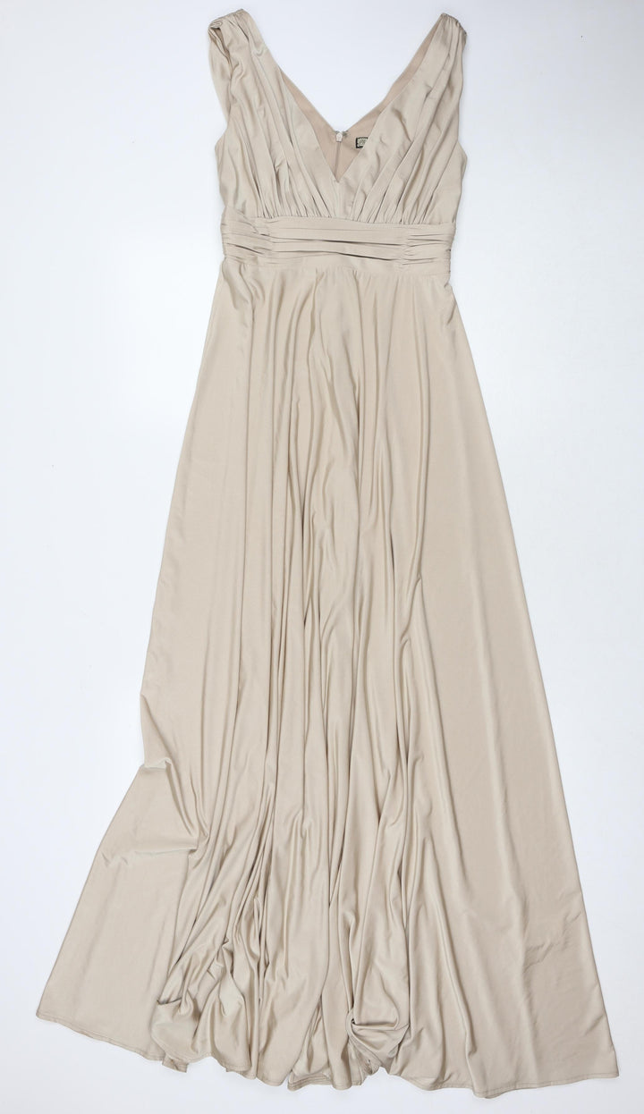 BiBA Womens Beige Polyester Maxi Size 8 V-Neck Zip