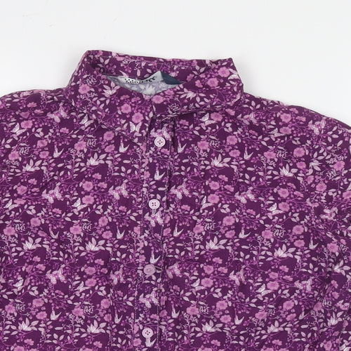 EWM Womens Pink Floral Viscose Basic Button-Up Size 10 Round Neck
