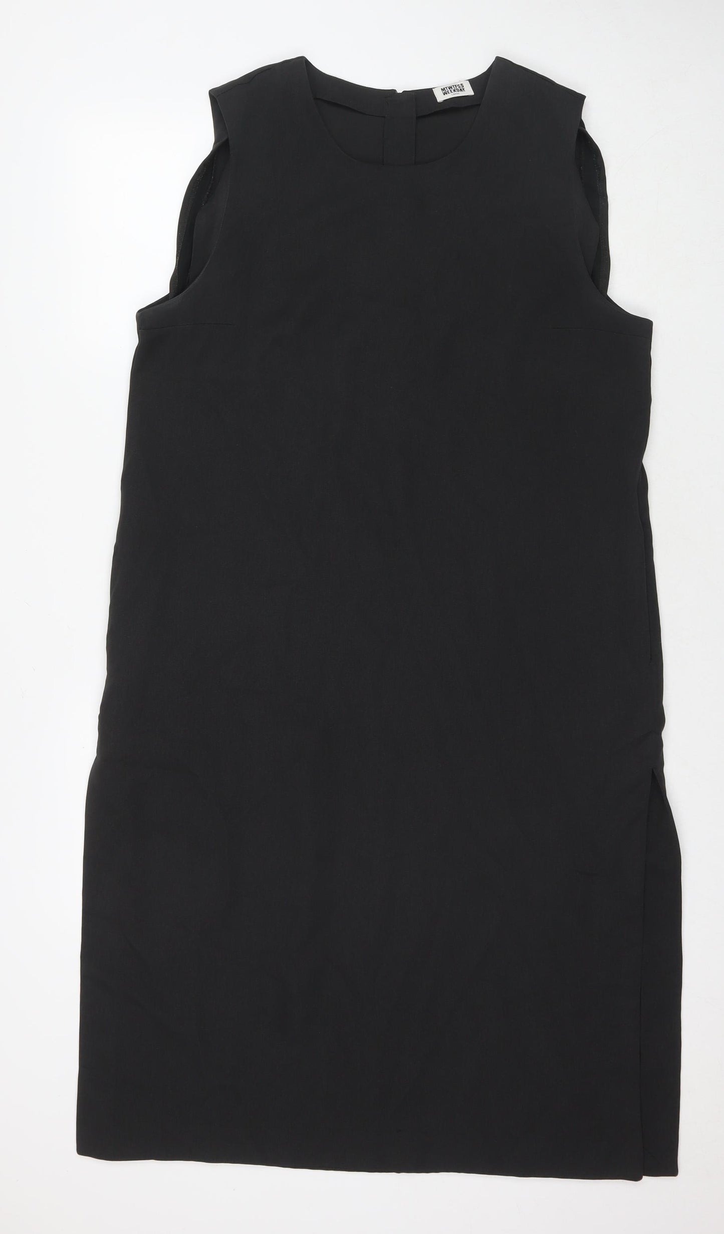 MTWTFSS Weekend Womens Black Polyester A-Line Size L Round Neck Zip