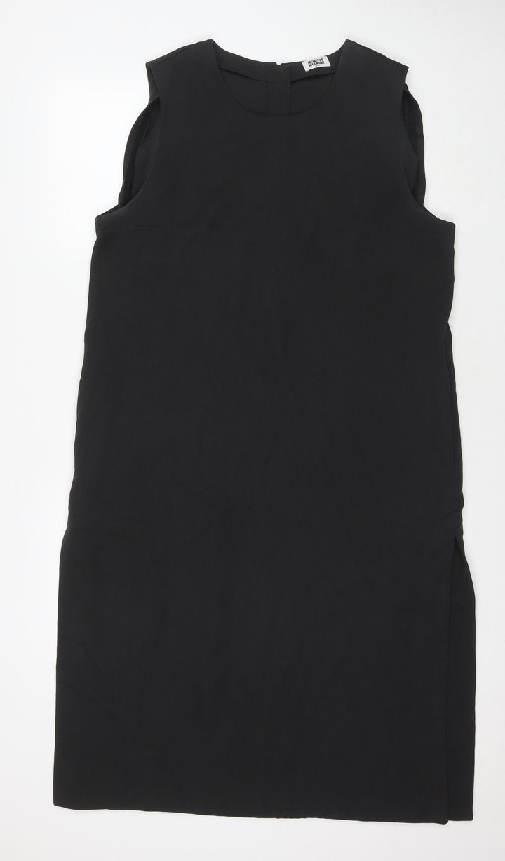 MTWTFSS Weekend Womens Black Polyester A-Line Size L Round Neck Zip