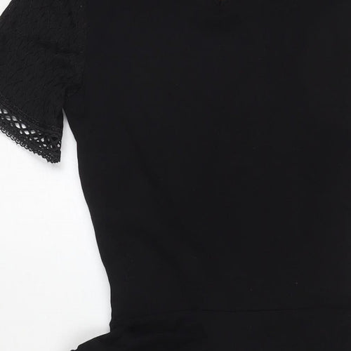 Dorothy Perkins Womens Black Geometric Cotton A-Line Size 8 Round Neck Pullover