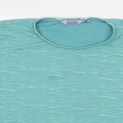 EWM Womens Blue Geometric Polyester Basic T-Shirt Size 18 Round Neck - Size 18-20