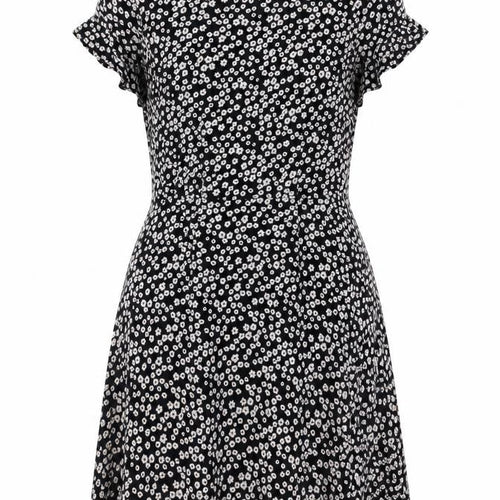 Jack Wills Womens Black Floral Viscose Fit & Flare Size 10 Round Neck Pullover