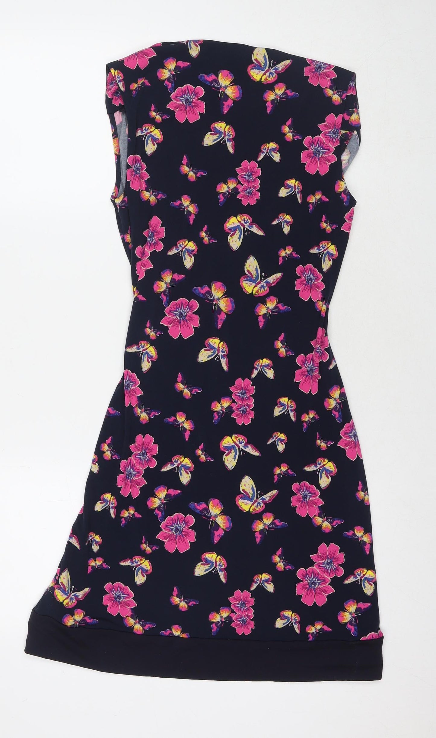 Laura Ashley Womens Black Floral Polyester A-Line Size 10 Round Neck Pullover