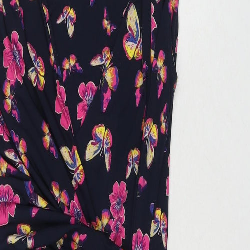 Laura Ashley Womens Black Floral Polyester A-Line Size 10 Round Neck Pullover