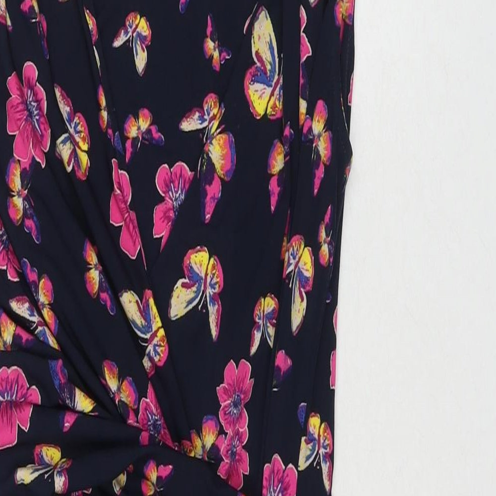 Laura Ashley Womens Black Floral Polyester A-Line Size 10 Round Neck Pullover