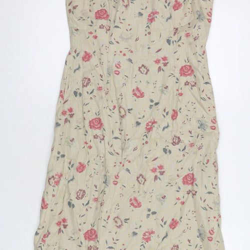 Laura Ashley Womens Brown Floral Cotton A-Line Size 8 Round Neck Pullover