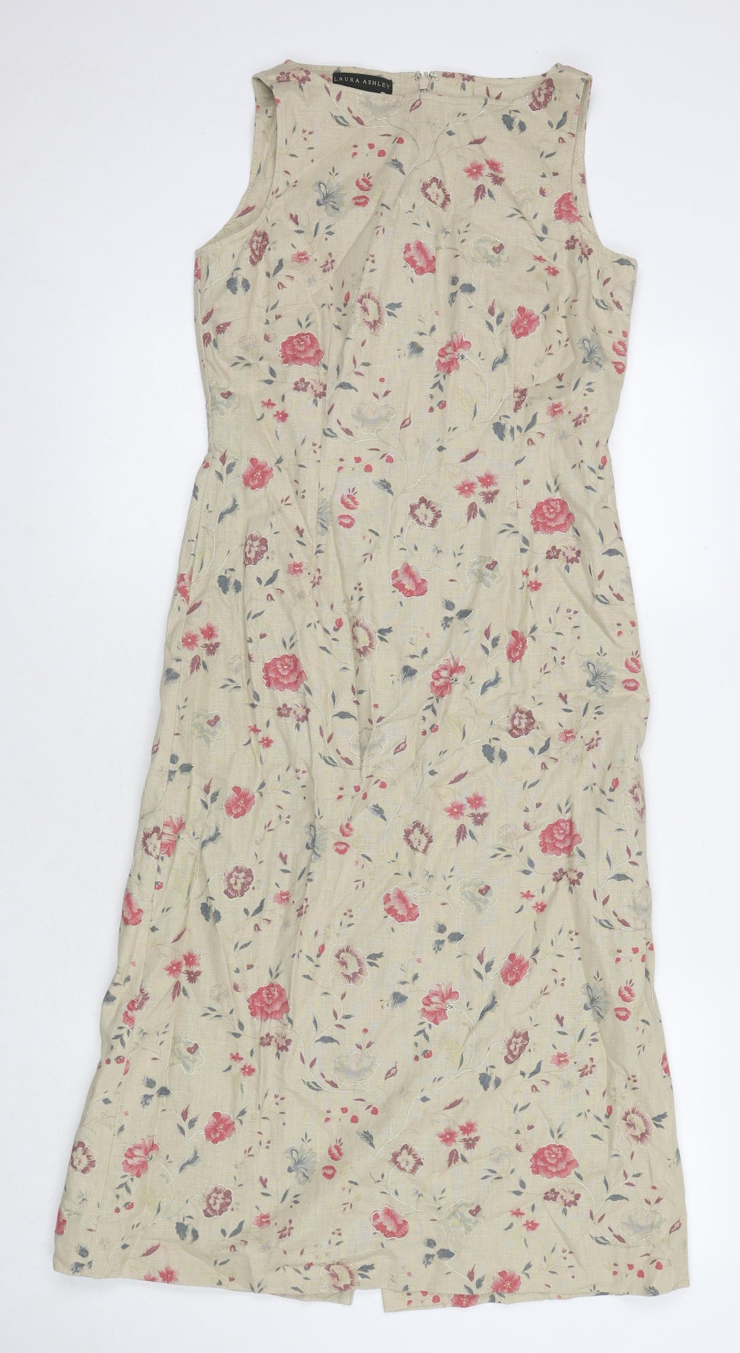 Laura Ashley Womens Brown Floral Cotton A-Line Size 8 Round Neck Pullover
