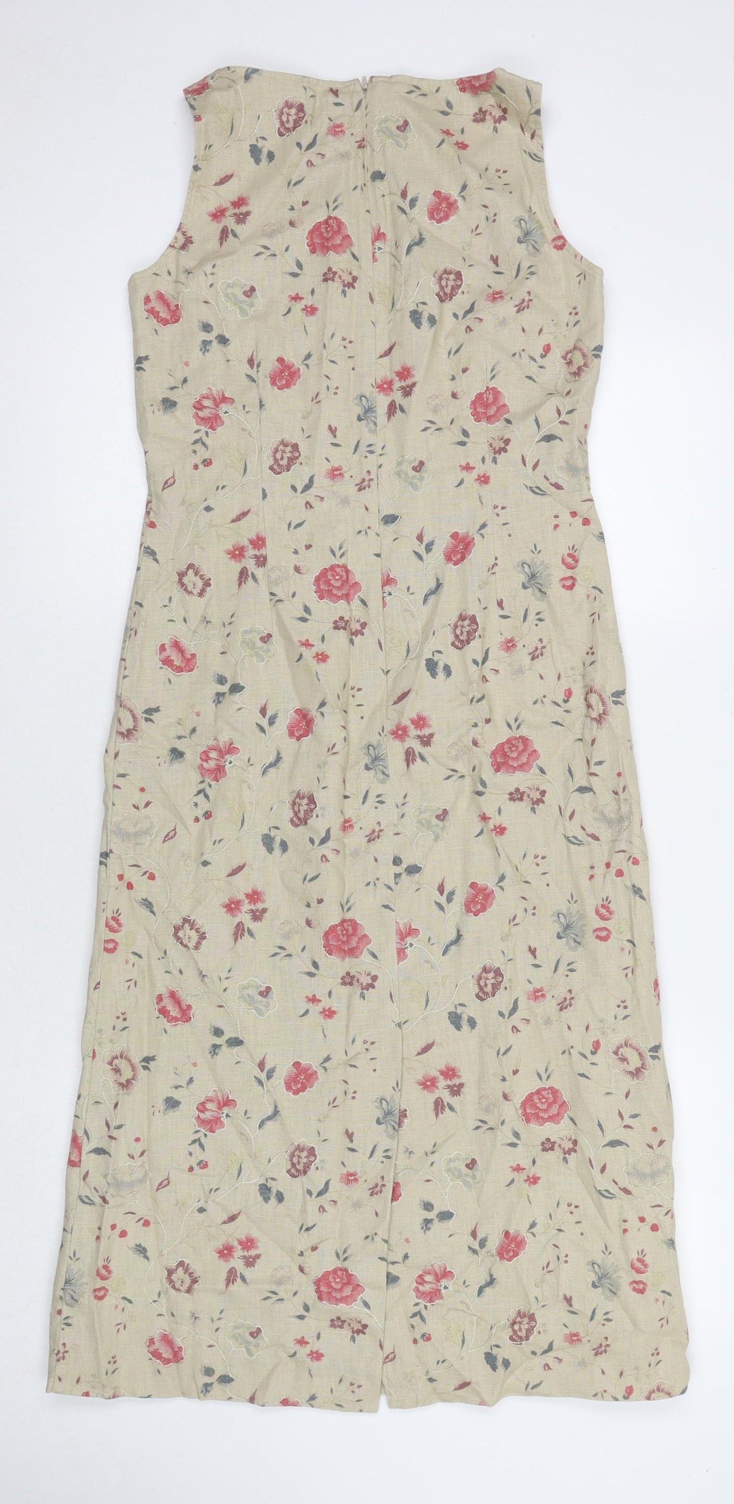 Laura Ashley Womens Brown Floral Cotton A-Line Size 8 Round Neck Pullover