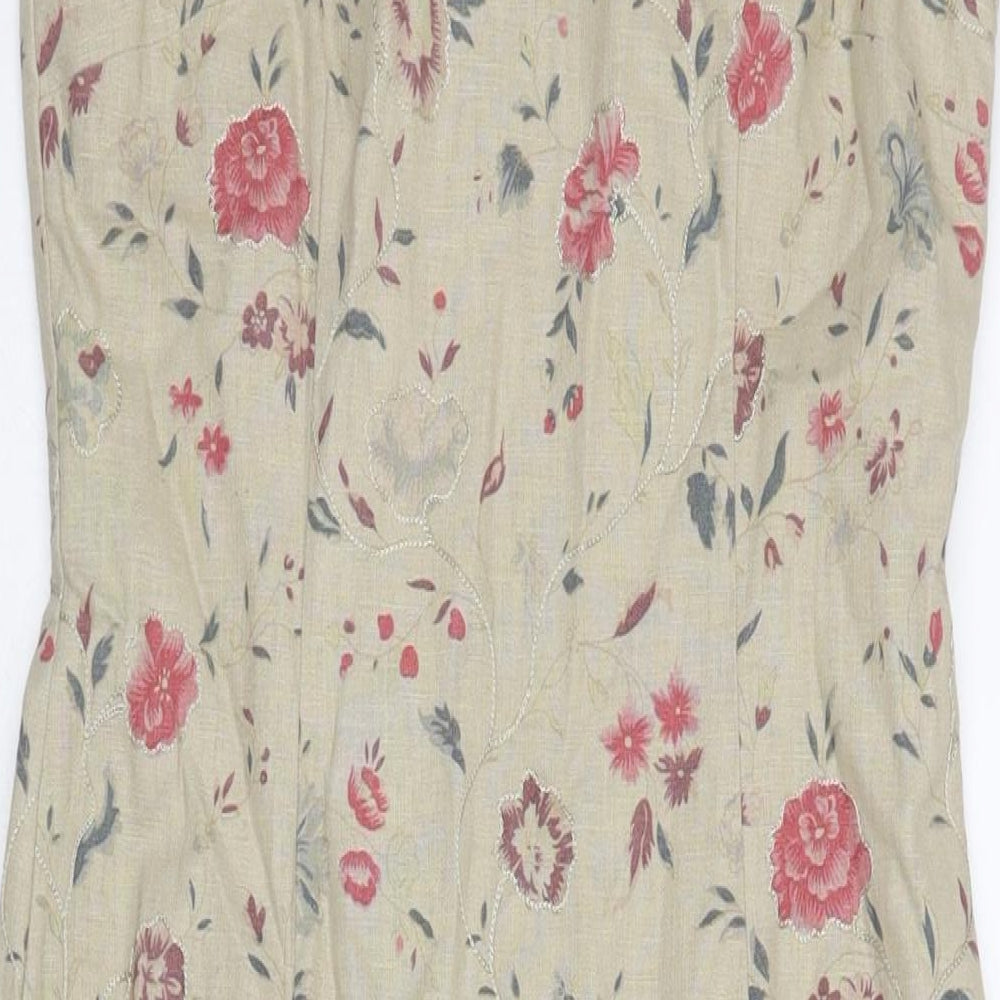Laura Ashley Womens Brown Floral Cotton A-Line Size 8 Round Neck Pullover
