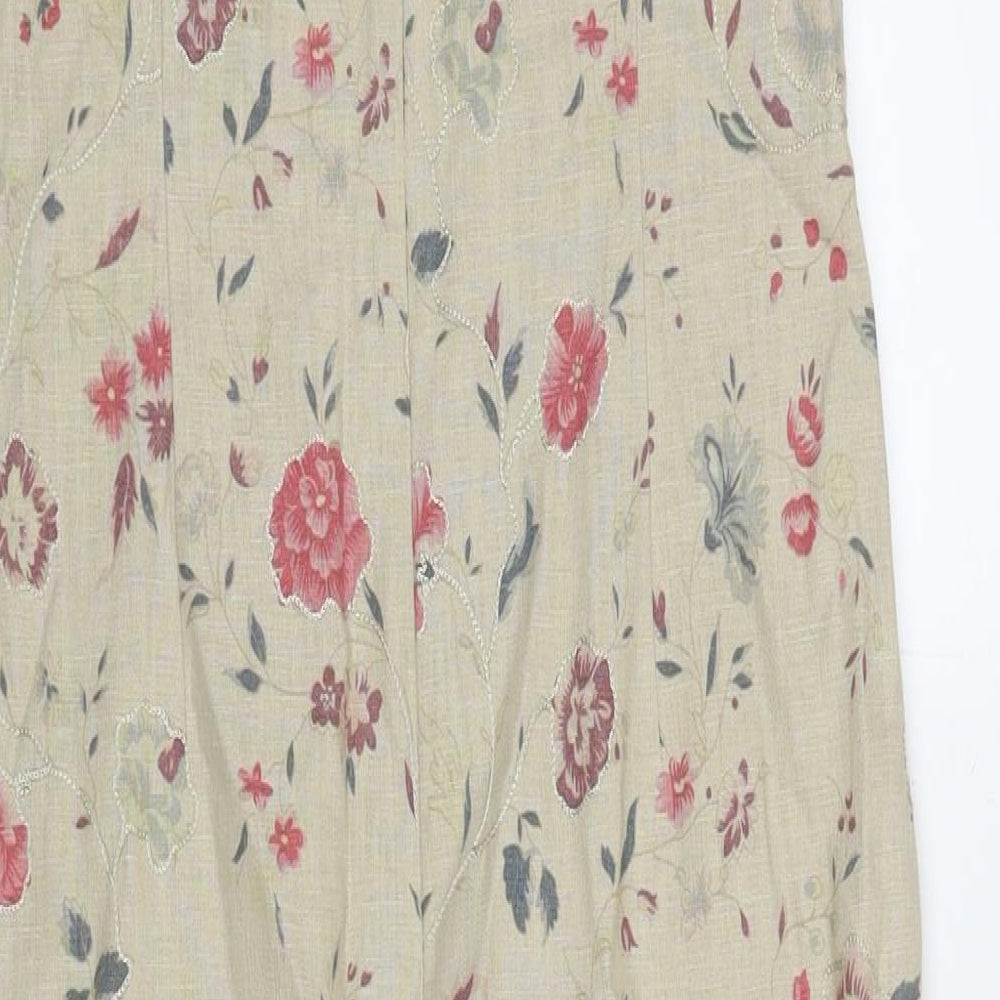 Laura Ashley Womens Brown Floral Cotton A-Line Size 8 Round Neck Pullover