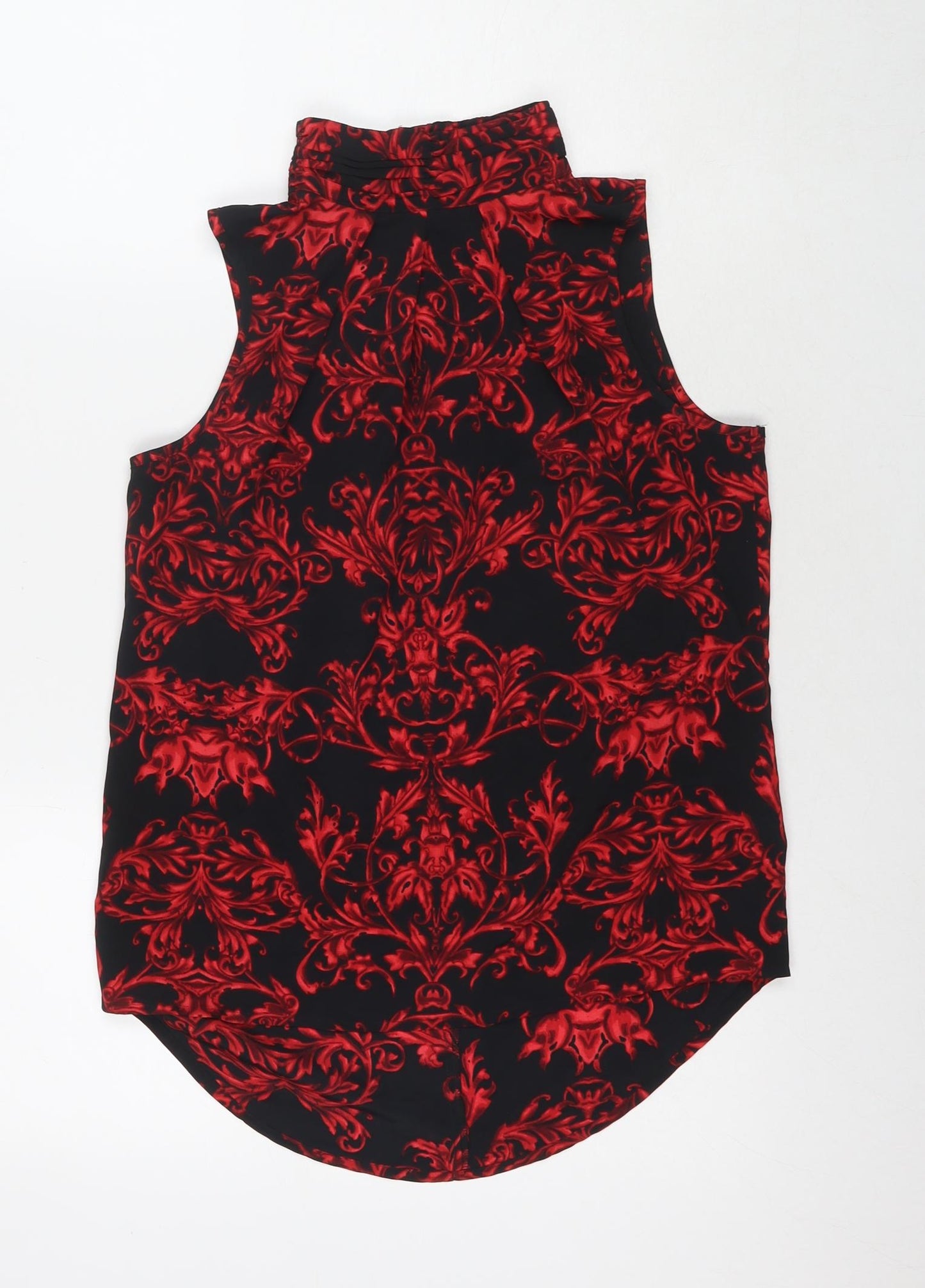 NEXT Womens Black Floral Polyester Basic T-Shirt Size 8 Round Neck