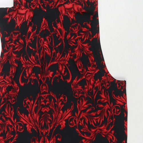 NEXT Womens Black Floral Polyester Basic T-Shirt Size 8 Round Neck