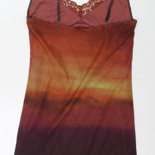 Motel Womens Brown Colourblock Polyester Mini Size L V-Neck Pullover