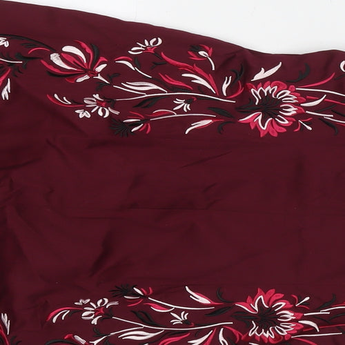 Precis Womens Red Floral Cotton A-Line Size 10 Round Neck Zip
