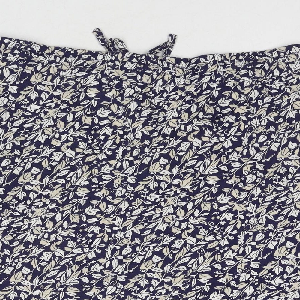Hush Womens Blue Floral Viscose A-Line Skirt Size 12 Drawstring