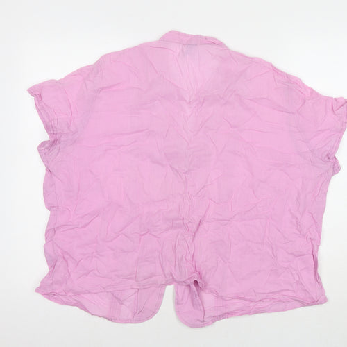 Penny Plain Womens Pink Cotton Basic Button-Up Size 24 V-Neck