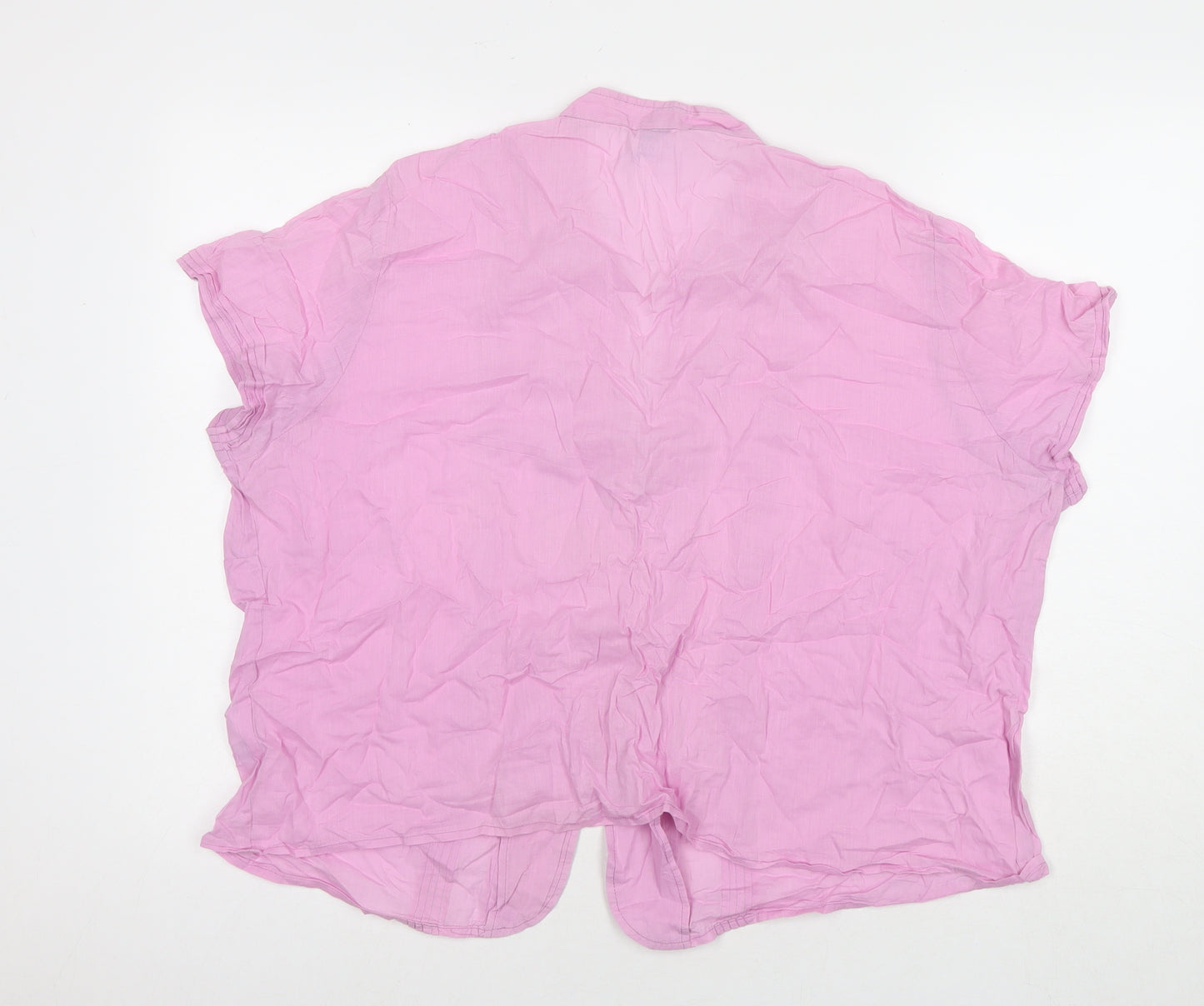 Penny Plain Womens Pink Cotton Basic Button-Up Size 24 V-Neck