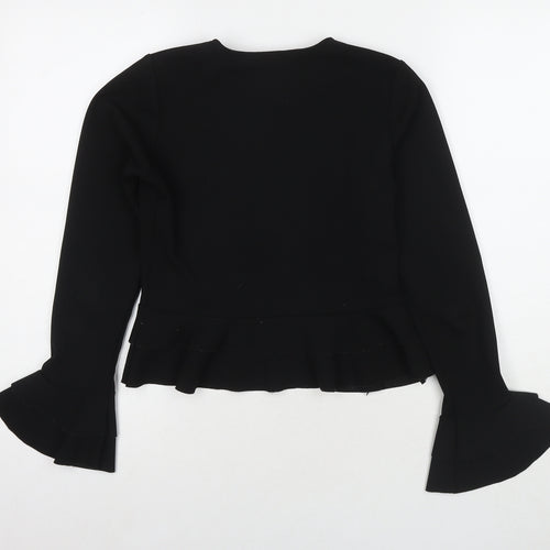 I SAW IT FIRST Womens Black Polyester Basic Blouse Size 8 Round Neck