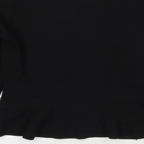 I SAW IT FIRST Womens Black Polyester Basic Blouse Size 8 Round Neck