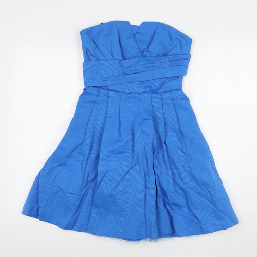 Warehouse Womens Blue Polyester Mini Size 8 Sweetheart Pullover - Strapless