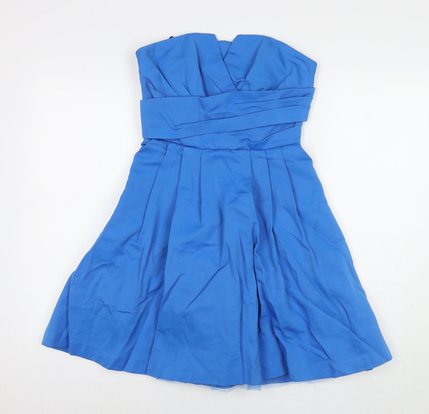 Warehouse Womens Blue Polyester Mini Size 8 Sweetheart Pullover - Strapless