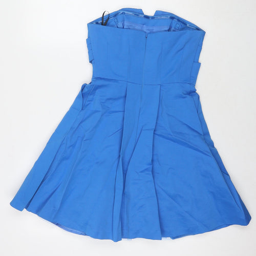 Warehouse Womens Blue Polyester Mini Size 8 Sweetheart Pullover - Strapless