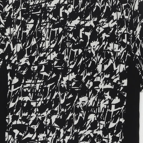 Marks and Spencer Womens Black Geometric Polyester A-Line Size 10 Round Neck Zip