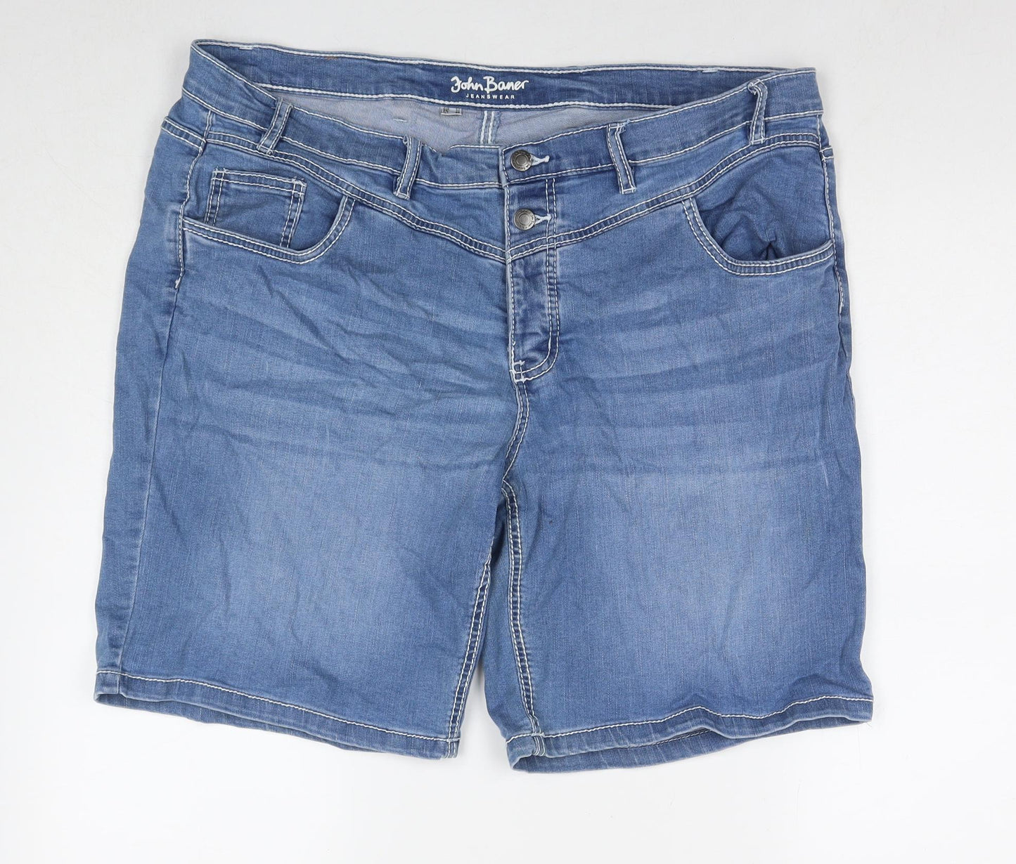 John Baner Womens Blue Cotton Bermuda Shorts Size 26 L10 in Regular Zip