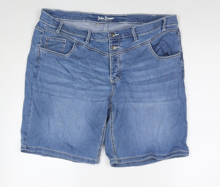 John Baner Womens Blue Cotton Bermuda Shorts Size 26 L10 in Regular Zip