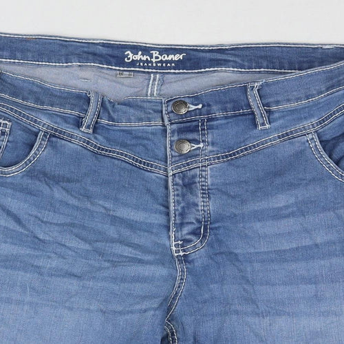 John Baner Womens Blue Cotton Bermuda Shorts Size 26 L10 in Regular Zip