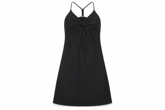 Front view of H&M women’s black polyester a-line, size S, sweetheart