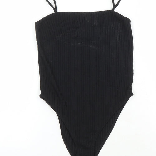 Topshop Womens Black Viscose Bodysuit One-Piece Size 10 Snap