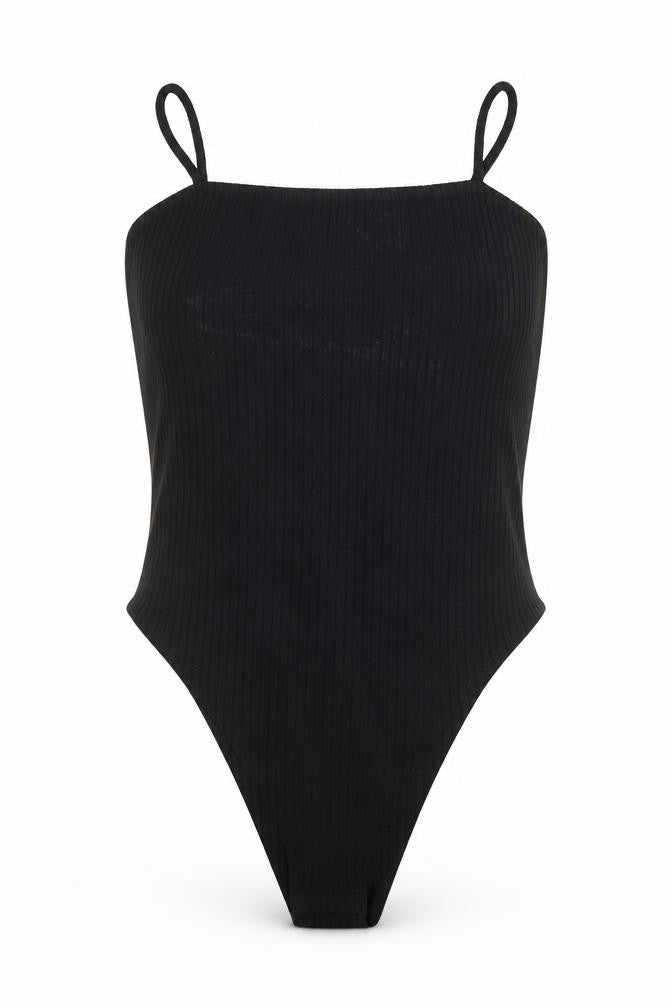 Topshop Womens Black Viscose Bodysuit One-Piece Size 10 Snap