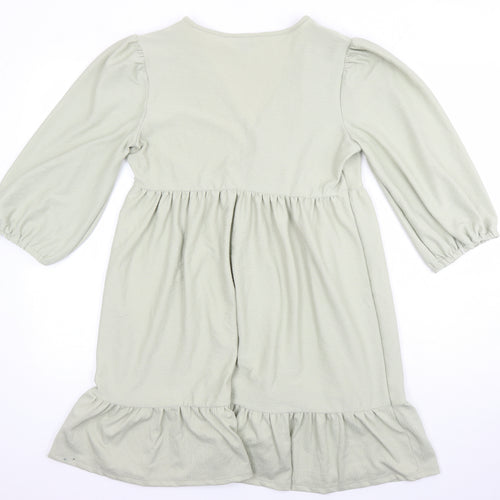 Miss Selfridge Womens Green Polyester Tunic Blouse Size 12 V-Neck