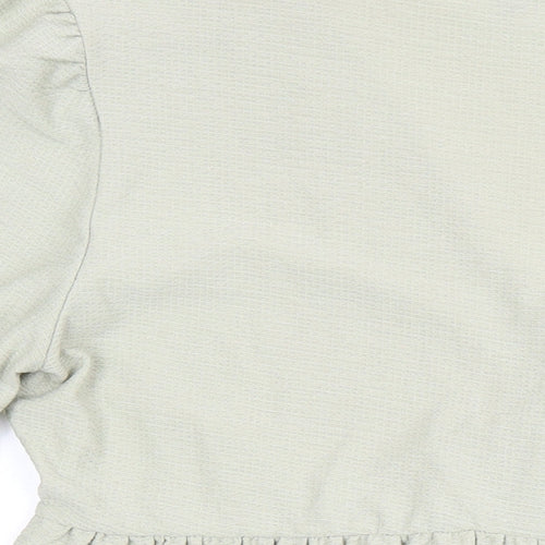Miss Selfridge Womens Green Polyester Tunic Blouse Size 12 V-Neck