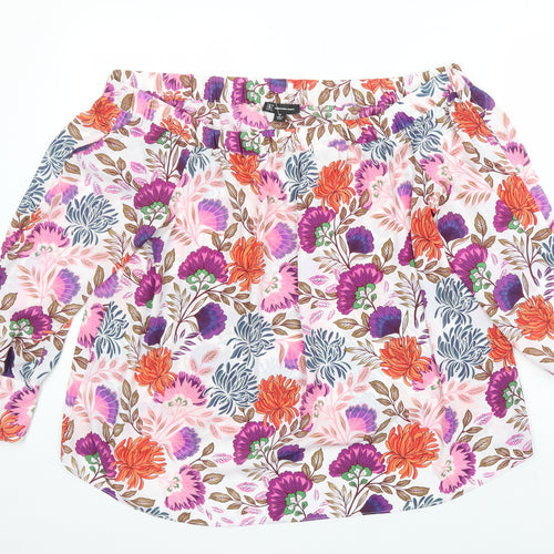 INC Womens Multicoloured Floral Polyester Tunic Blouse Size XL Off the Shoulder