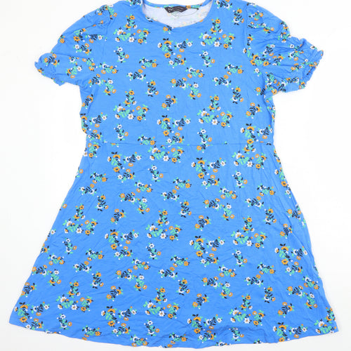 M&S Collection Womens Multicoloured Floral Viscose A-Line Size 16 Round Neck