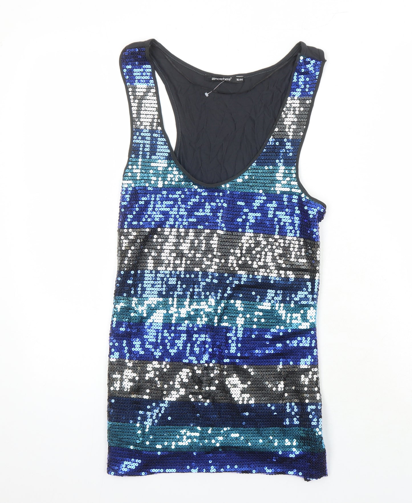 Atmosphere Womens Multicoloured Viscose Basic Tank Size 16 Scoop Neck - Sequin Detail