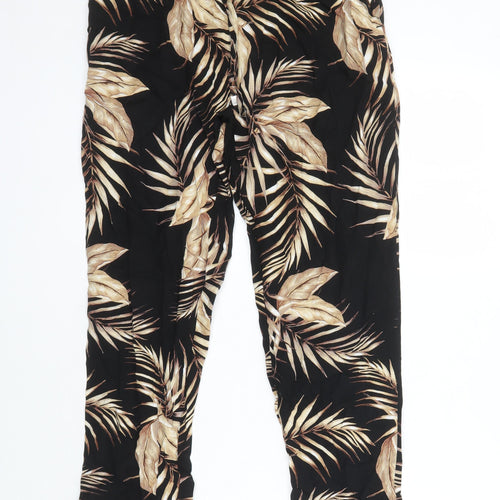 New Look Womens Multicoloured Geometric Viscose Carrot Trousers Size 6 L26 in Regular Tie - Elasticated Waist