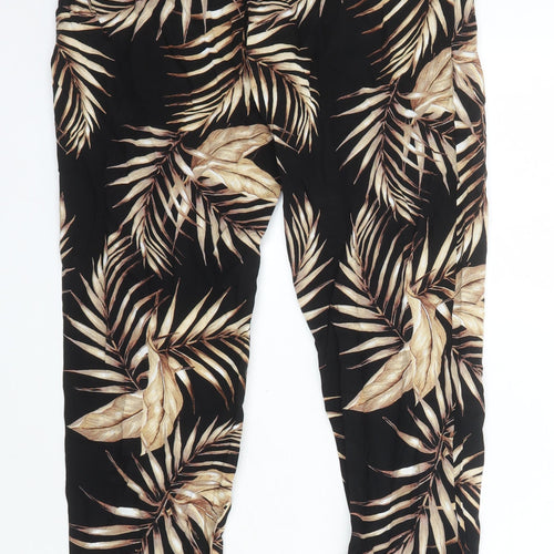 New Look Womens Multicoloured Geometric Viscose Carrot Trousers Size 6 L26 in Regular Tie - Elasticated Waist